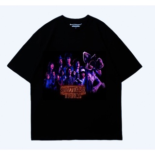 คอตต้อนคอกลมเสื้อยืด Stranger Things T-shirt COMING CLUB oversize