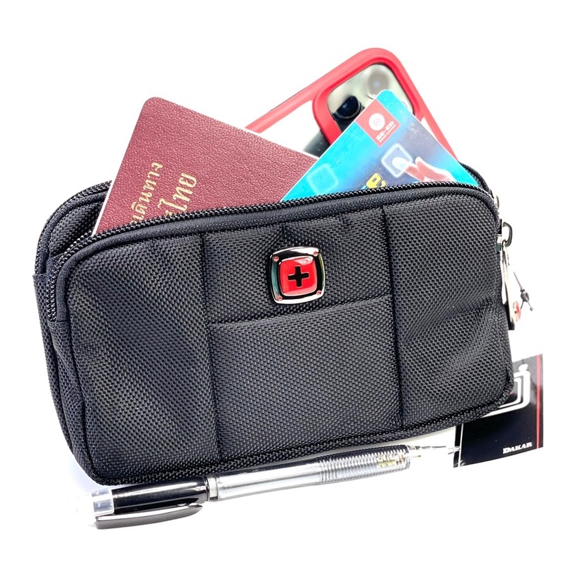 Chinatown Leather กระเป๋ามือถือผ้าDakarแนวนอน iPhone พลัส2เครื่อง
