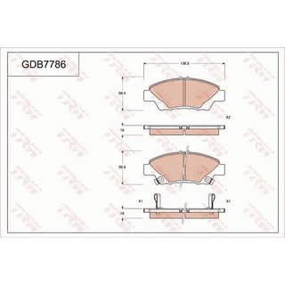 ผ้าดิสเบรคหน้า HONDA CITY GM JAZZ GE 2008- NEW CITY JAZZ GK MOBILIO CR-Z 2015- JAZZ GR 2020- GDB7786 TRW