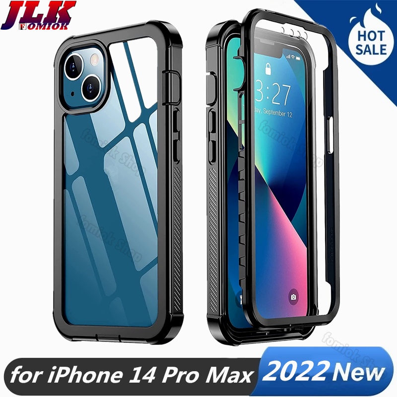 [SHELLBOX] For iPhone 15/14/13/12/11 Pro Max Mini 6/7/8 Plus SE Case with Built-in Screen Protector 360° Full Body Protective Cover Heavy Duty Lightweight Slim Shockproof Clear Case