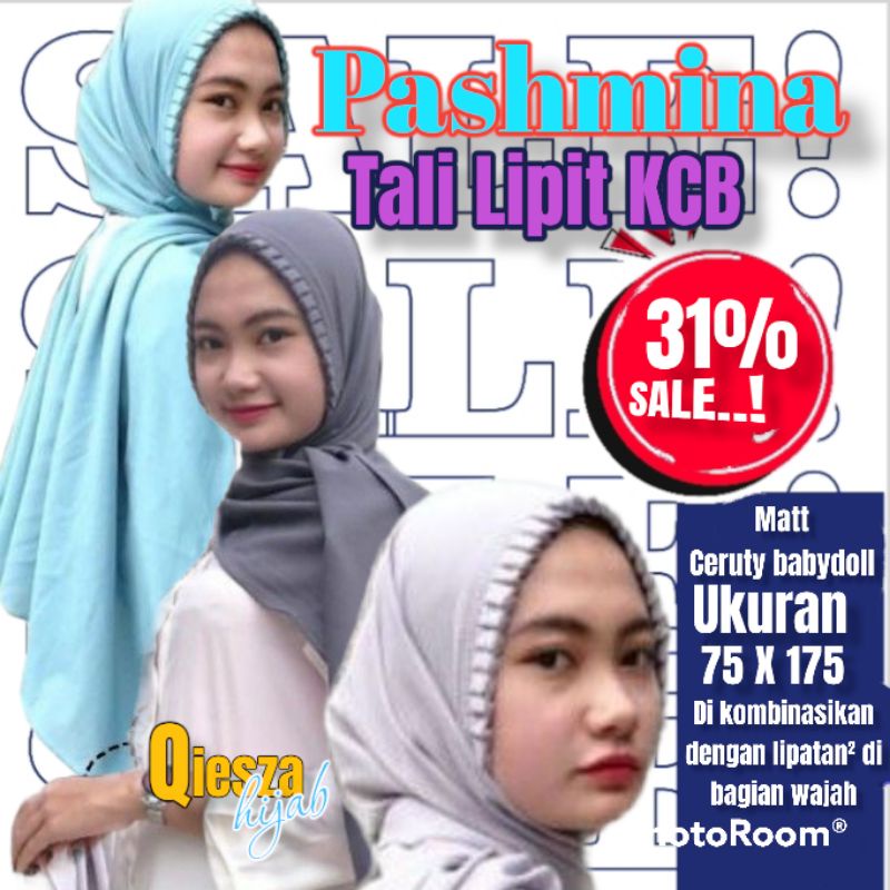 (1 กก. = 13 ชิ้น) เชือกรัดฮิญาบ KCB PASHMINA LIPIT 175X75 ซม. ไม่มี PET KHIMAR ORI Qiesza