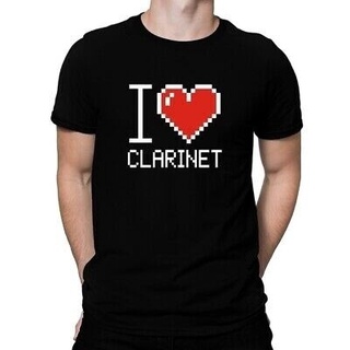 พร้อมส่ง เสื้อยืดคอกลม แขนสั้น ผ้าฝ้าย 100% พิมพ์ลาย I love Clarinet ทรงหลวม หลากสี แฟชั่นฤดูร้อน สําหรับผู้ชายS-5XL