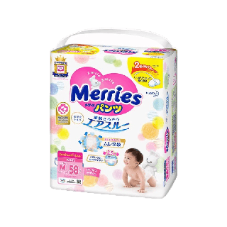 โปรโมชั่น : Merries Diaper Pants 58pcs. Size M เมอร์รี่ส์ ผ้าอ้อมเด็ก ชนิด กางเกง