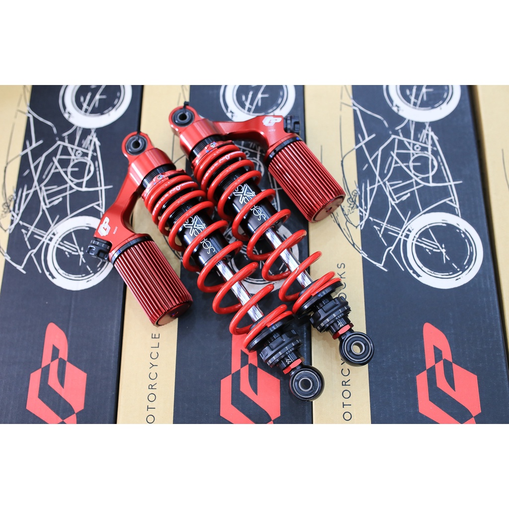 โช๊ค Profender HONDA MONKEY 125 X+ รุ่นใหม่ สีดำ-สีแดง สูง335mm 13900