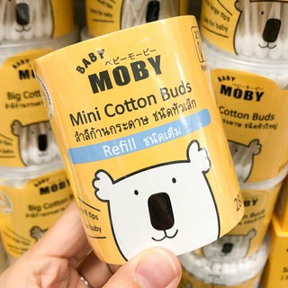 Baby Moby Cotton Buds Refill mini คอตตอนบัตหัวเล็ก ก้านกระดาษ รีฟิล (280 ก้าน x 3)