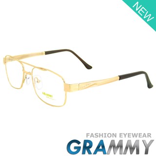 Grammy แว่นตา สีทอง กรอบแว่นตา กรอบเต็ม ขาสปริง วัสดุ สแตนเลส สตีล (สำหรับตัดเลนส์) Eyewear Top Glasses Frame