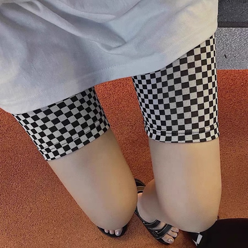 กางเกง biker ลายตาราง