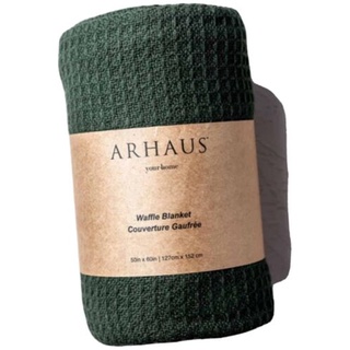 พร้อมส่ง ของแท้ ARHAUS Waffle Knit Throw Blanket - Dark Green