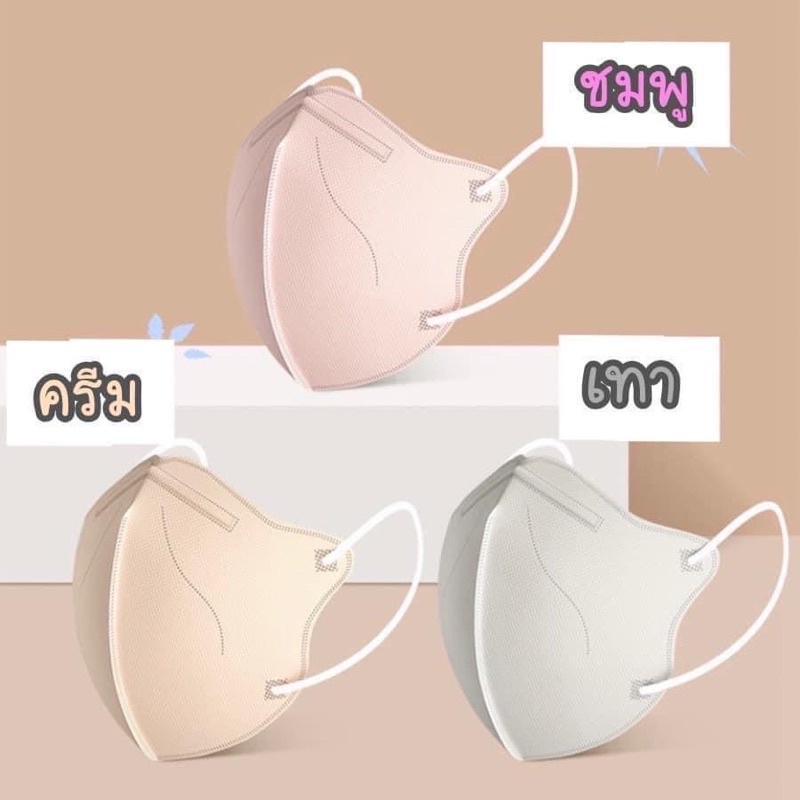 หน้ากากอนามัยเด็ก ผู้ใหญ่ แบบ 3D NK95 สีพื้น 1 กล่องมี10 ชิ้น