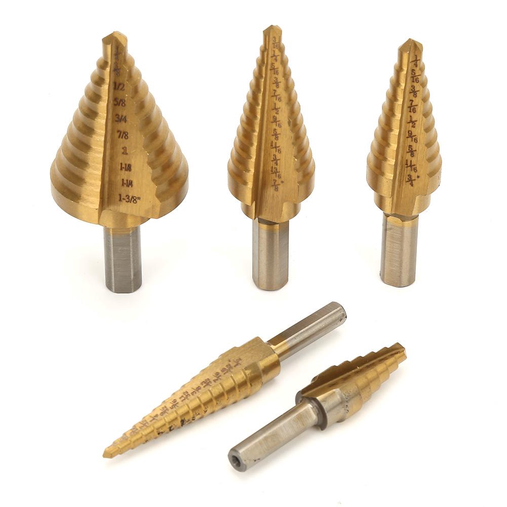 Cutter Handle 5PCS Cone Step Hole Drill HSS Bit Directly Steel Groove ...