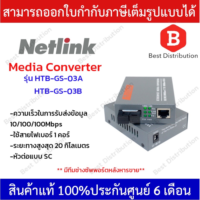 Netlink Media Converter Fiber Optic Gigabit รุ่น HTB-GS-03 (A-B)