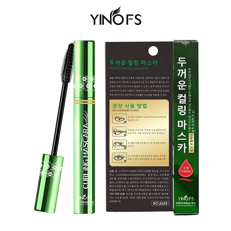 YINOFS ถูก/แท้/ส่งฟรี (สีดำ) มาสคาร่าเขียว Q1 Cover Mascara YINOFS ฉลากไทย มาสคาร่า ขนตางอน ขนตายาว กันน้ำ ติดทน No2688