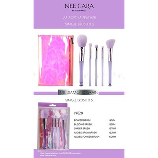 NEE CARA MAKEUP BRUSH + BAG (N829) : neecara นีคาร่า เซตแปรงแต่งหน้า 6 ชิ้น + กระเป๋า x 1 ชิ้น