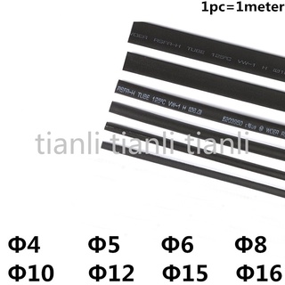 ท่อหดความร้อน 2:1 สีดํา 4 มม. 5 มม. 6 มม. 8 มม. 10 มม. 12 มม. 15 มม. 16 มม. 5 เมตร (5 ชิ้น)