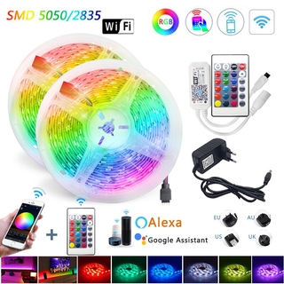 Adiodo RGB LED Strip Light 12V ริบบิ้นไฟ LED เทป 5050 2835 ยืดหยุ่น 5M 10M ไดโอดเทปพร้อมเพลง / Tuya Wifi / Bluetooth / IR Controller