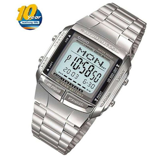 Casio Data Bank รุ่น DB3601A นาฬิกาข้อมือผู้ชายผู้หญิง สายสแตนเลสสีเงิน แบต 10 ปี ประกันศูนย์ 1 ปีเต็ม