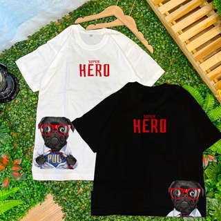 เสื้อยืดลายแฟชั่น เสื้อคู่รัก สกรีนลายหมาฮีโร่ (พร้อมจัดส่ง ราคาต่อ เสื้อ 1 ตัว ) ผ้าคอตตอน100%"
