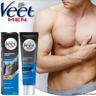 Veet Men Hair Removal Cream For Sensitive Skin 200ml ผลิตภัณฑ์กำจัดขนบริเวณร่างกายสำหรับผู้ชายสูตรอ่อนโยนเพื่อผิวแพ้ง่าย