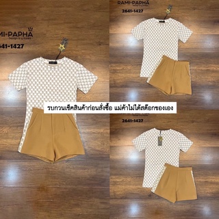 เสื้อ+ขาสั้น เสื้อคอกลม ลวดลายสวยหรู