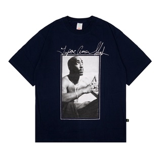 เสื้อยืดโอเวอร์ไซส์เสื้อยืด ลายกองทัพเรือ TUPAC ของแท้S-3XL