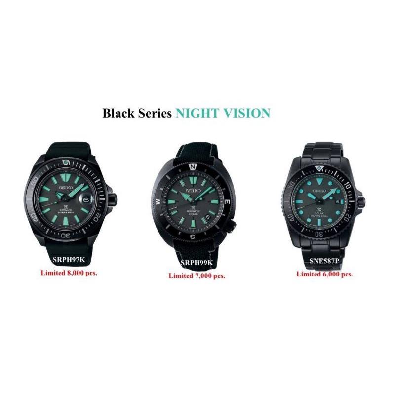 โค้ดSURPRISE1200 ลด1200 นาฬิกา SEIKO LIMITED EDITION BLACK SERIES NIGHT VISION รุ่น SRPH97K SRPH99K SNE587P