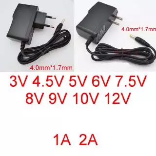 อะแดปเตอร์ AC DC 3V 4.5V 5V 6V 7.5V 8V 9V 10V 12V 1A 2A 1000mA Switching power supply 4.0 มม.x 1.7 มม.US EU ปลั๊ก