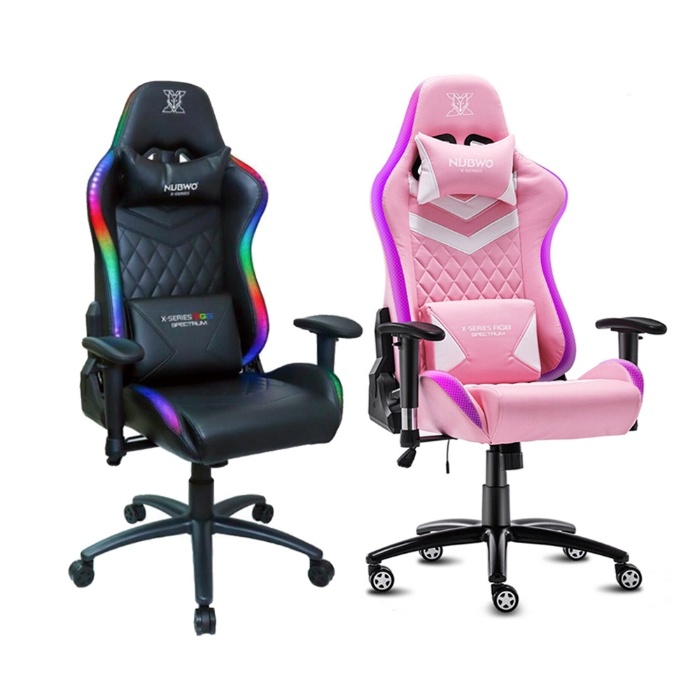 NUBWO X107 เก้าอี้เกมมิ่ง ไฟ RGB Gaming Chair(Black,Pink)