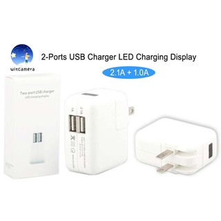 หัวชาร์จ 2USB 2.1A+1.0A Charger หัวชาร์จมือถือ USB 2 ช่อง ปลั๊กชาร์จ Adapter ใช้ได้กับ มือถือและของแท็บเล็ทุกรุ่น