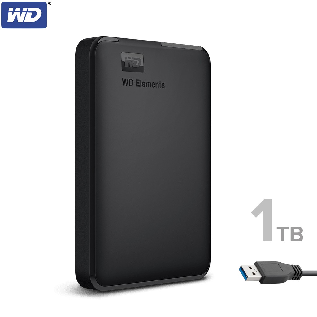 WD Elements HDD 2.5 นิ้ว ความจุ 1TB ฮาร์ดดิสก์แบบพกพา 2.5" ความเร็วสูง น้ำหนักเบา (WDBUZG0010BBK-WES