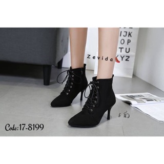 พร้อมส่ง👠👠👠แบบใหม่ล่าสุด รองเท้าบูทแบบซิปข้าง มีเชือกไว้ผูกเก๋ๆ สไตล์เกาหลี 💕🍭