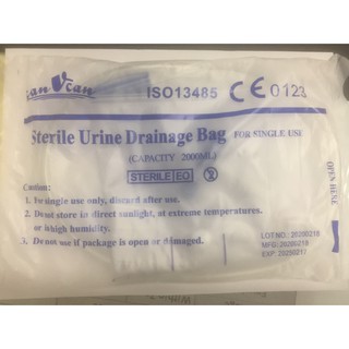 Taining Urine Bag ถุงปัสสาวะ ผู้ใหญ่ แบบเทล่าง พร้อมสาย ขนาด 2000 ml จำนวน 1 ถุง (04867)