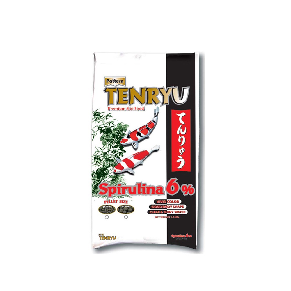 Tenryu / อาหารปลาคาร์ฟเท็นริว เม็ด M ลอยน้ำ (2 มม.) ขนาด 1.5 กก.(สีขาว) จำนวน 1 ถุง