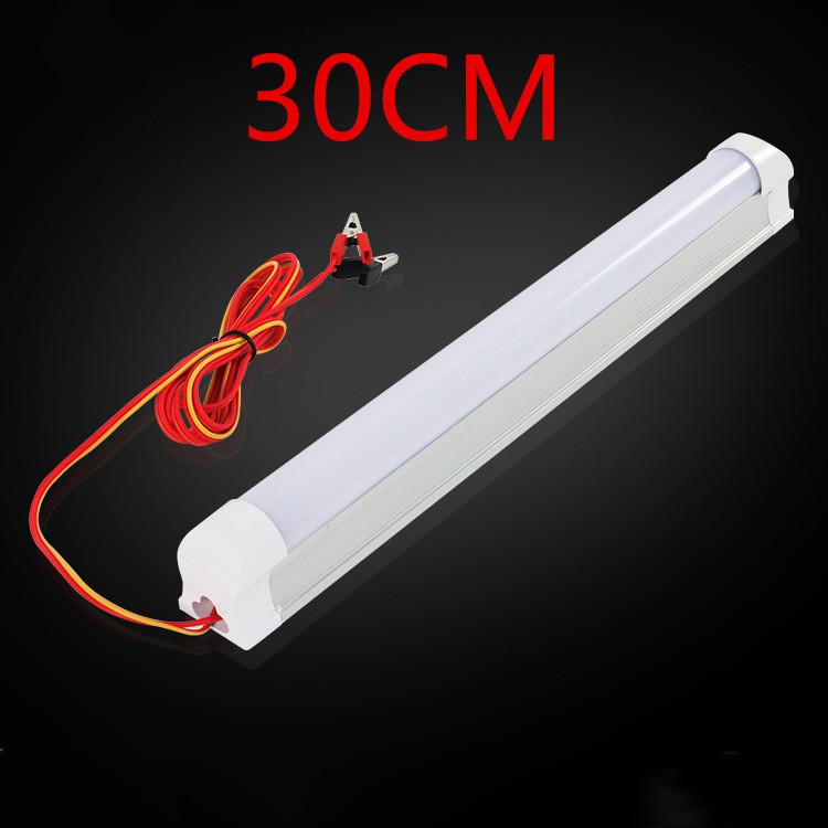 Luoben LED 12V พร้อมสาย ปากคีบแบต LED T8 12V DC ขนาด 5Watt 30 cm.สายยาว1.5เมตร
