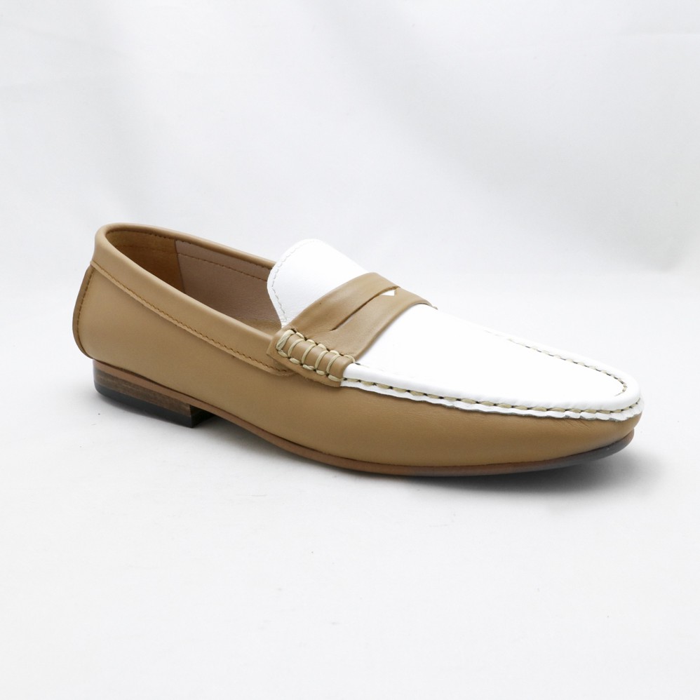 classic penny loafer bicolor Creme & White