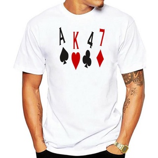 T-shirt  Ak47 เสื้อยืดลําลอง แขนสั้น พิมพ์ลาย Soviet Ussr Russian Poker Hand Camiseta Military สําหรับผู้ชายS-5XL