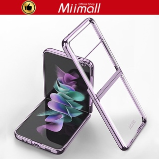 Miimall เคส Z Flip 3 ชุบไฟฟ้าเคสโทรศัพท์มือถือ PC แบบบางพิเศษ  สําหรับ Galaxy Z Flip 3 Samusung