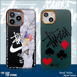 เคสโทรศัพท์มือถือหนัง TPU กันกระแทก ลายดอกไม้โป๊กเกอร์ แบรนด์แฟชั่น สําหรับ iPhone 14 Pro Max 11 Pro 12 Pro 13 Pro Max 3 in 1