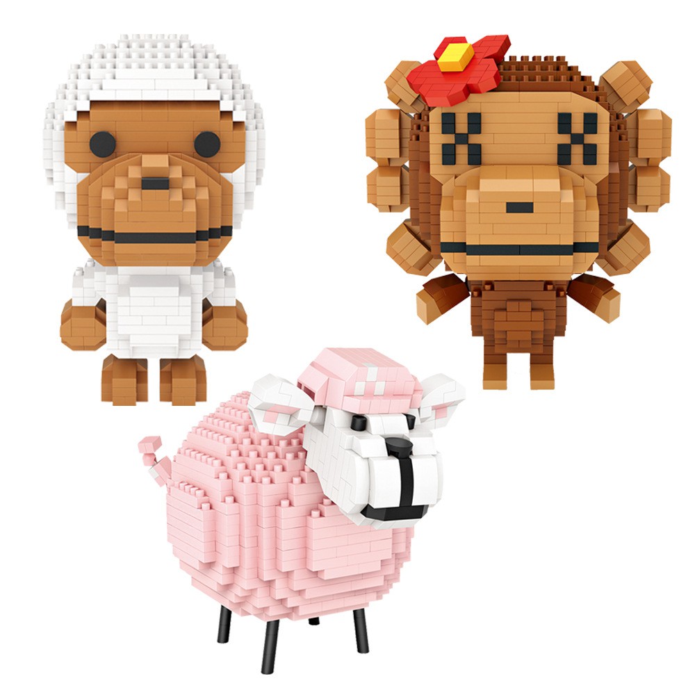 LOZ บล็อกต่อจิ๋ว size XXL Baby Apes & Sheep (รหัส 9232-9234)