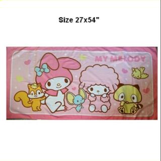 ลิขสิทธิ์แท้ ผ้าขนหนู ผืนใหญ่ ขนาด 27x54 นิ้ว ลาย มายเมโลดี้ mymelody ผ้านิ่ม ราคาป้าย 650บ.