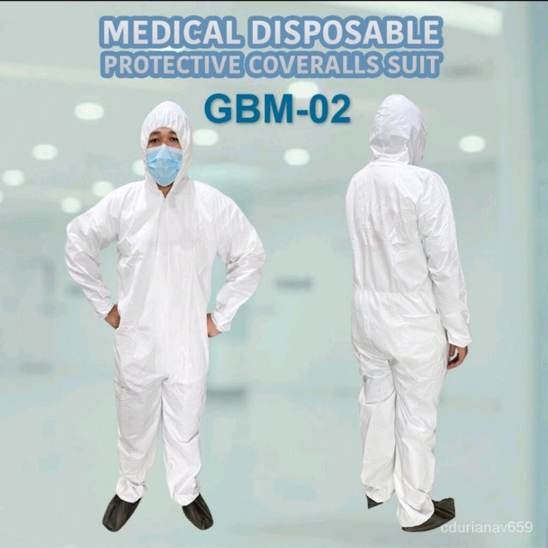 พร้อมส่ง จัดส่ง ชุด PPE GBM-02 65 แกรม ป้องกันเชื้อโรค กันน้ำ สารคัดหลั่ง และสารเคมี