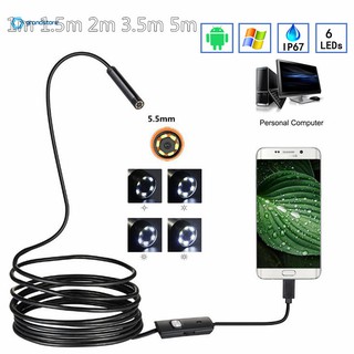 Gs กล้องเอ็นโดรสโคป 5 . 5 มม 30 W Hd Usb Endoscope 6 Led 1 / 1 . 5 / 2 / 3 . 5 / 5m