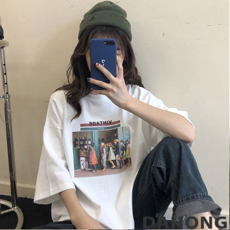 Dahong 6785 เสื้อยืดผู้หญิงแฟชั่นใหม่ OversizeT-shirts เสื้อผ้าเกาหลี โอเวอร์ไซส์ เสื้อยืดแขนสั้น