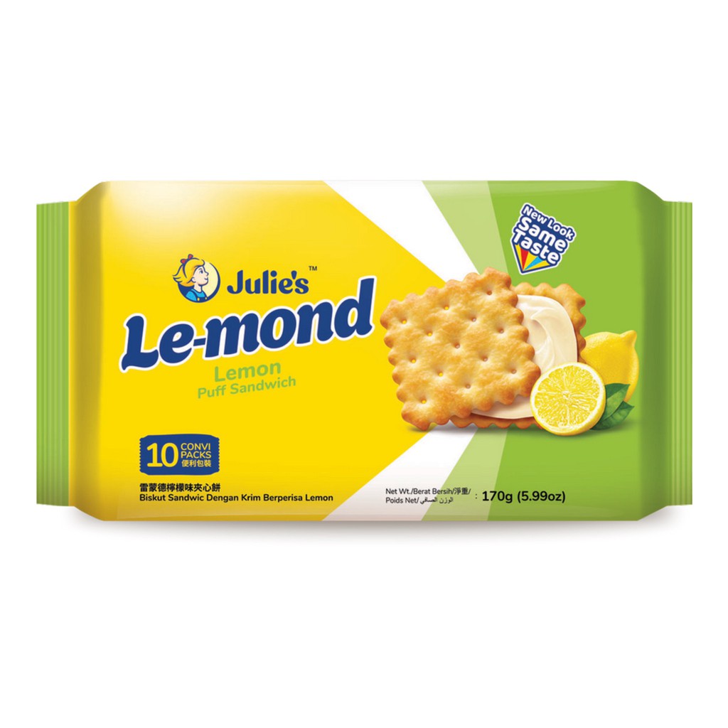 170g Julie's Le-mond Lemon Sandwich Biscuit  จูลี่ส์ ขนมปังกรอบสอดไส้ครีมรสเลมอน