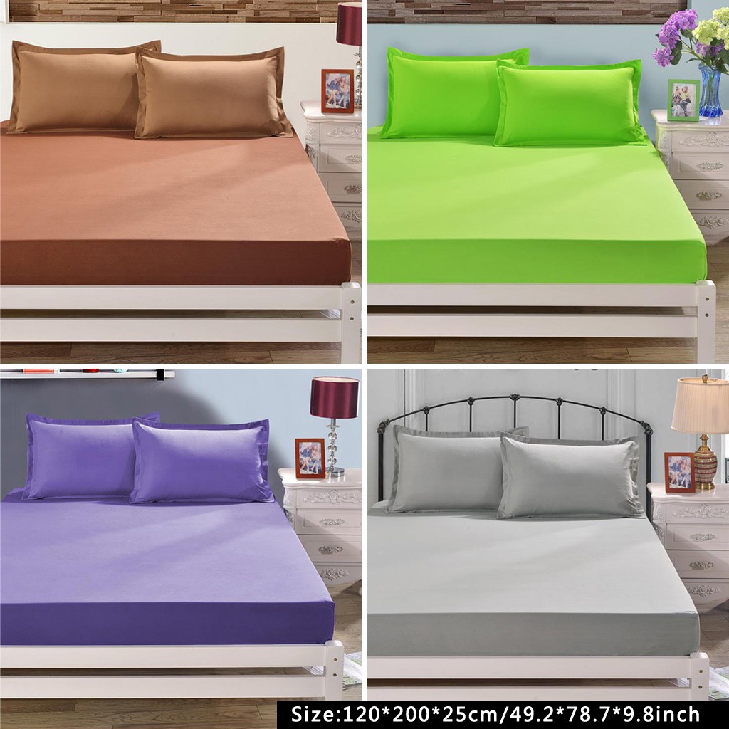 Polyester Fitted Sheet Mattress Cover Bedding Four Corners With Elastic
