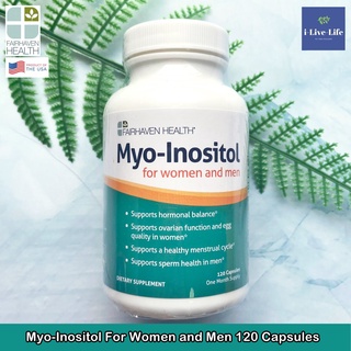 ไมโอ-อิโนซิทอล Myo-Inositol For Women and Men 120 แคปซูล - Fairhaven Health วิตามินบำรุงรังไข่และอสุจิ