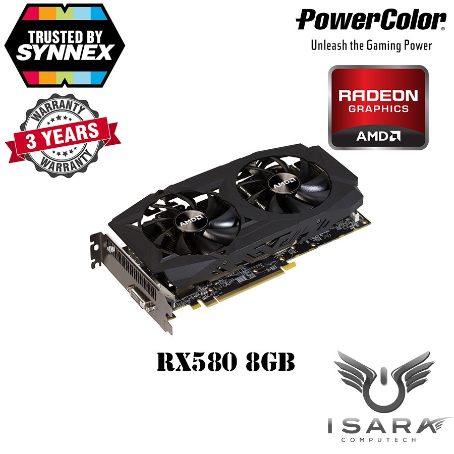 PowerColor Radeon RX 580 8GB GDDR5 (White Box) 3 Years (1DVI I/O port ...
