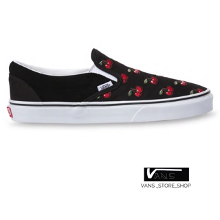 VANS SLIP ON CHERRIES BLACK SNEAKERS สินค้ามีประกันแท้