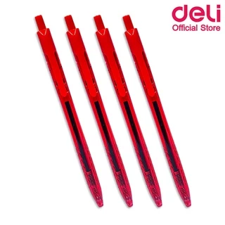 ปากกาลูกลื่น Deli ปากกา หมึกสีแดง อุปกรณ์เครื่องเขียน ปากกาเขียนดี สำนักงาน ปากกาแดง ขนาด 0.5mm แพ็ค 1 ด้าม
