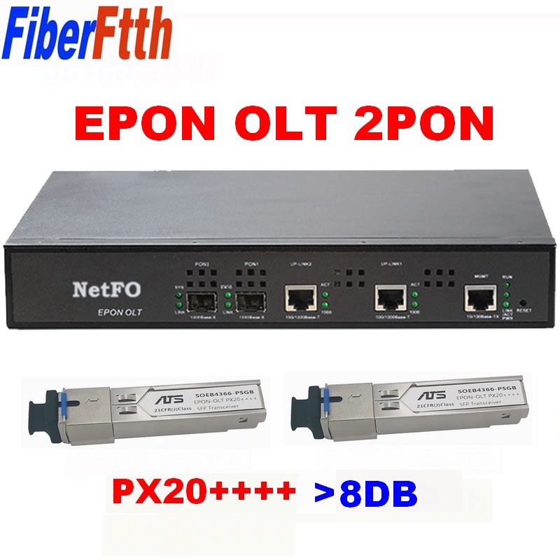 EPON OLT 2PON Ports FTTH CATV OLT พร้อมโมดูล PON 2 ชิ้น