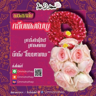 🌺🕉🌺กลีบแดงชมพู พวงมาลัยดอกไม้สด บูชา องค์พระแม่หน้าที่การงาน อำนาจ บารมี โชคลาภ เงินทอง🙏🏻🕉🌺